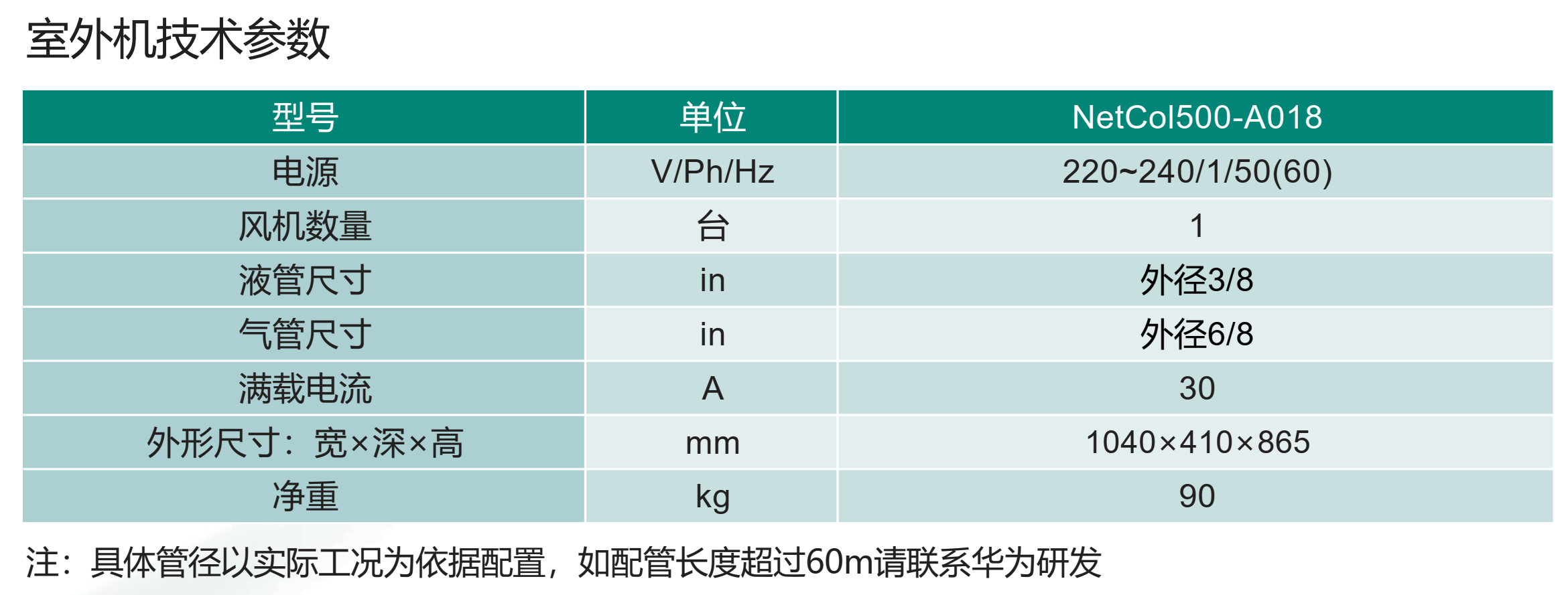 精密空调室外机参数